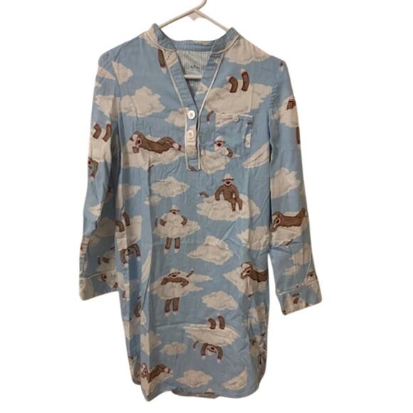 Nick & Nora Sock Monkey Flannel Sleep Dress S - Picture 2 of 5